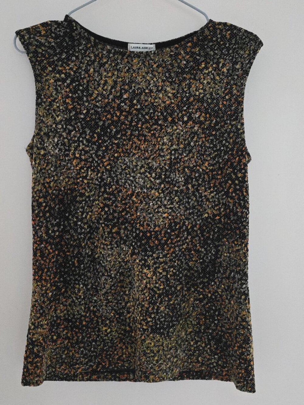 Laura Ashley Black Top, Earth-toned, scattered floral